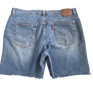 Vtg Y2K Levi's 515 Cutoff Denim Shorts Womens 16 Raw Hem Frayed Red Tab Jhorts